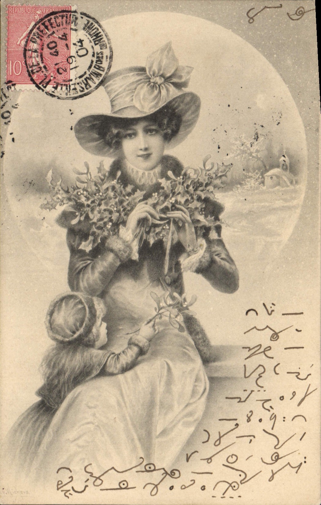 CPA Fantaisie Illustrateur Femme Enfant