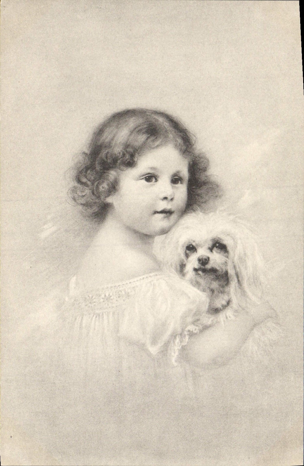 CPA Fantaisie Illustrateur Enfant Chien