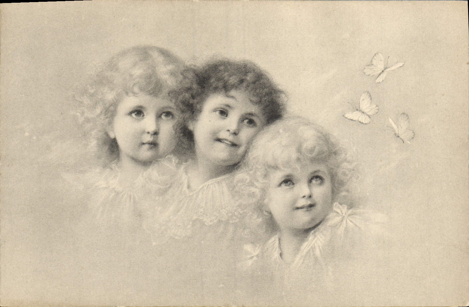 CPA Fantaisie Illustrateur Enfants Papillons