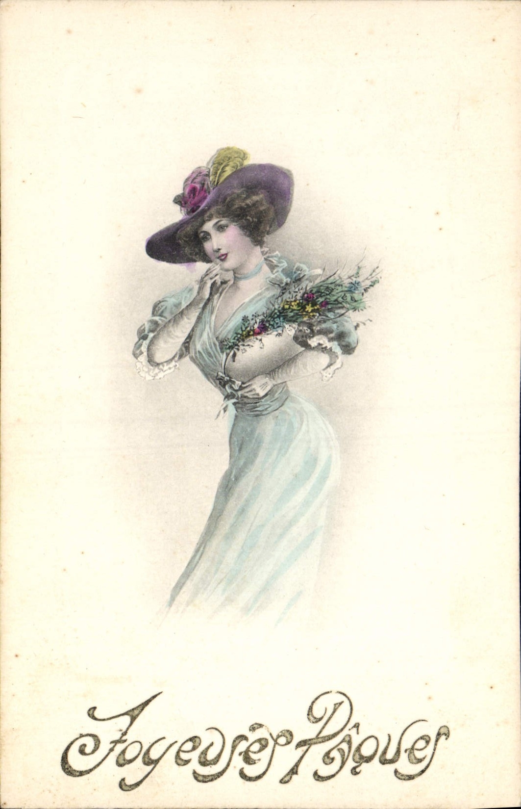 CPA Fantaisie Illustrateur Femme Paques