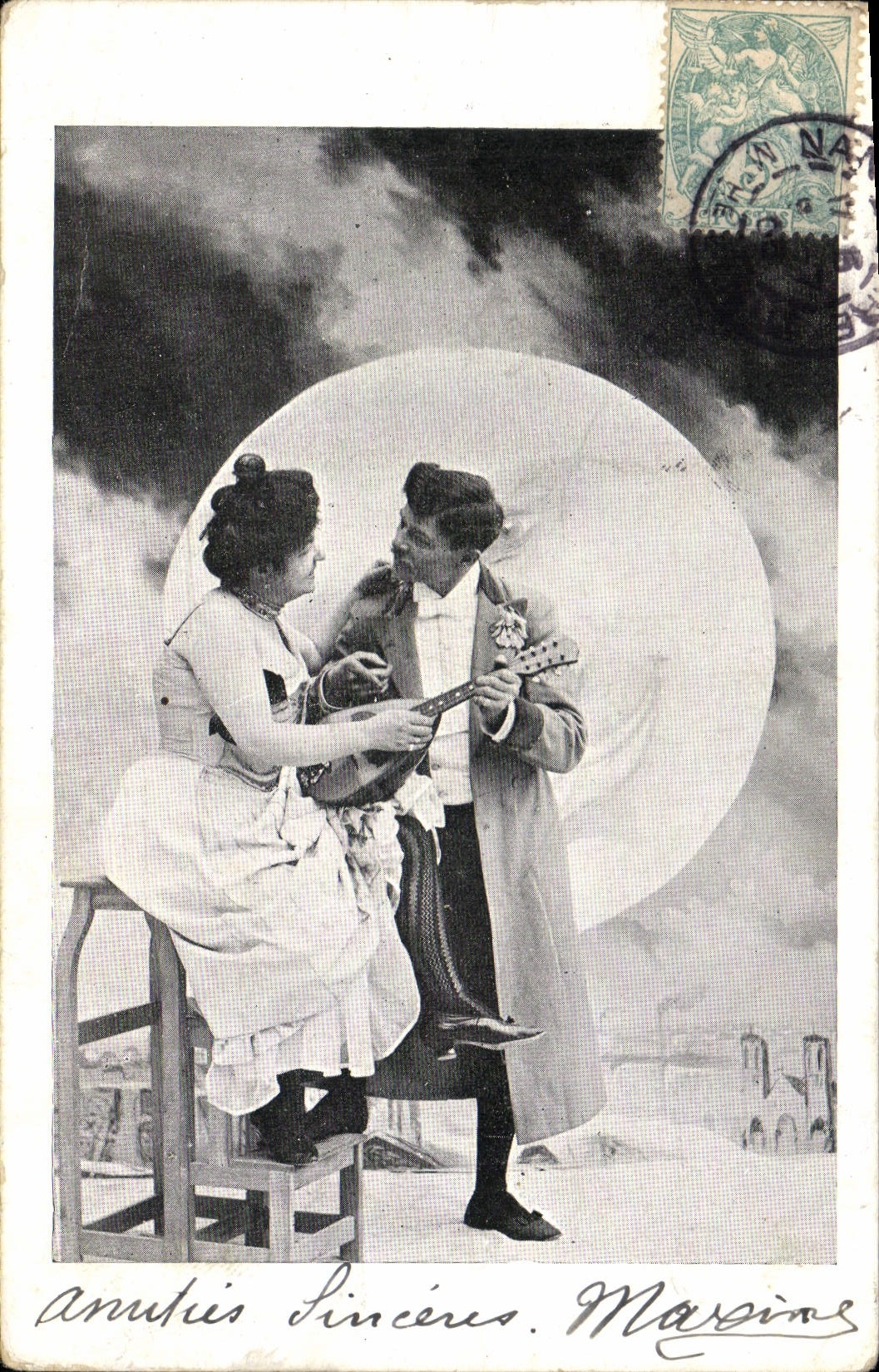 CPA Femme Lune 