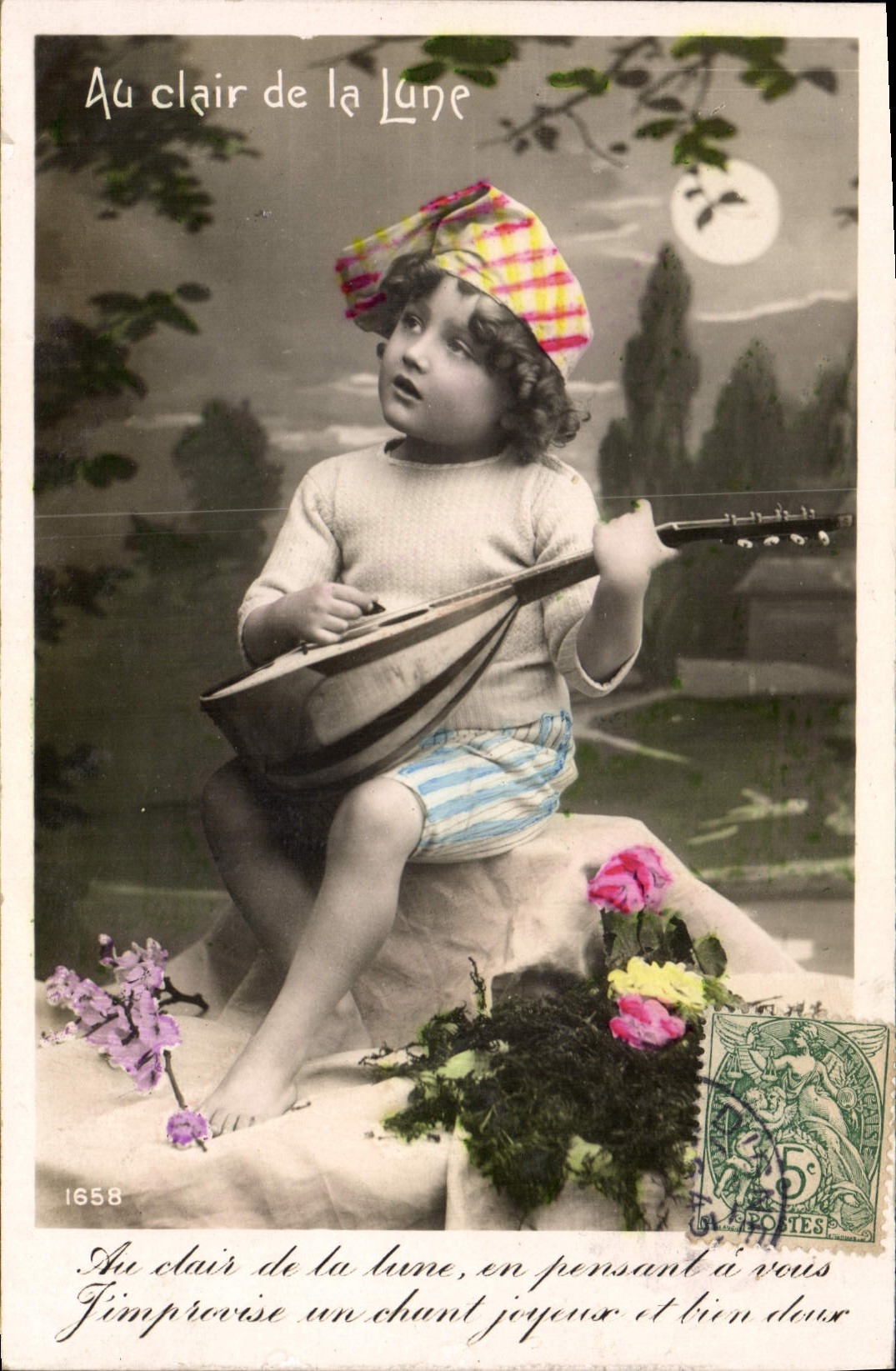 CPA Enfant Au clair de la lune