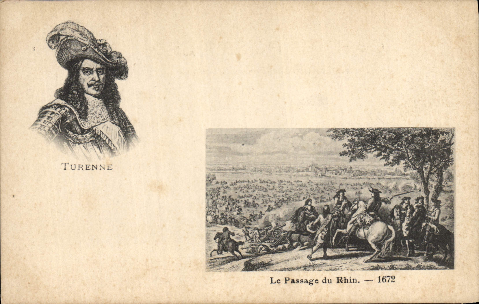 CPA Militaria Turenne Le passage du Rhin 1672 