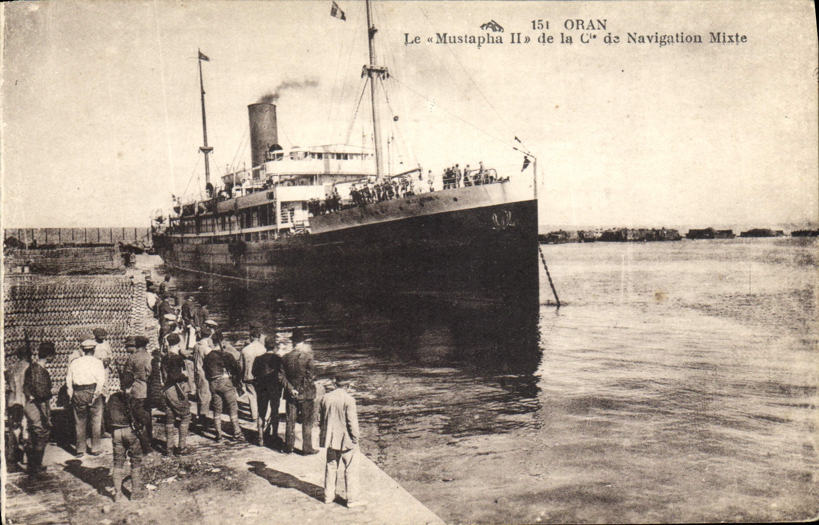 Vintage Postcard Oran Boat Mustapha II of the Mixed Co of Navigation Algeria