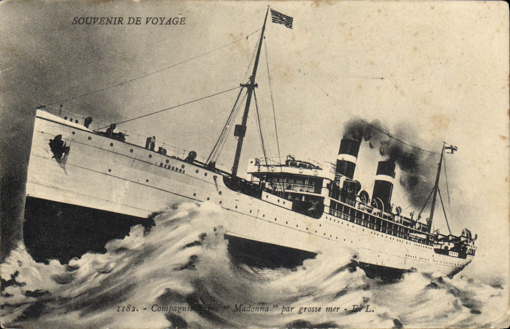 CPA Bateau Compagnie Fabre Madonna par grosse mer