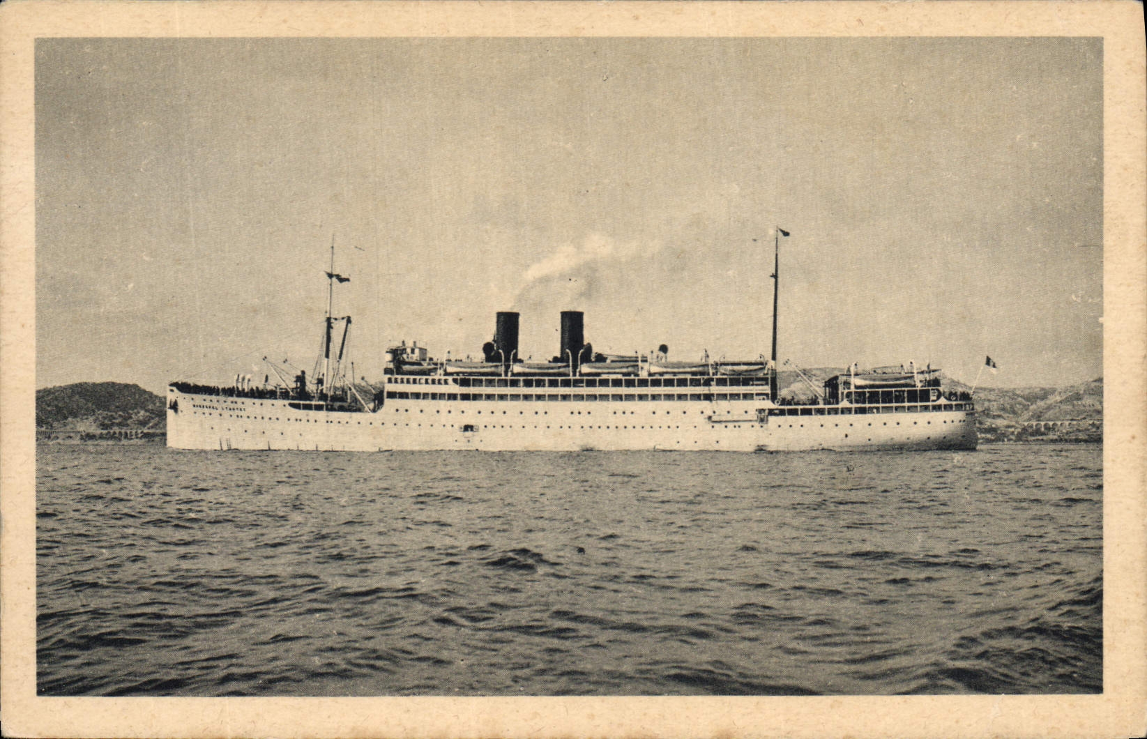 Vintage Postcard Mixed Boat Shipping company Package Marseilles Lyautey Marshal