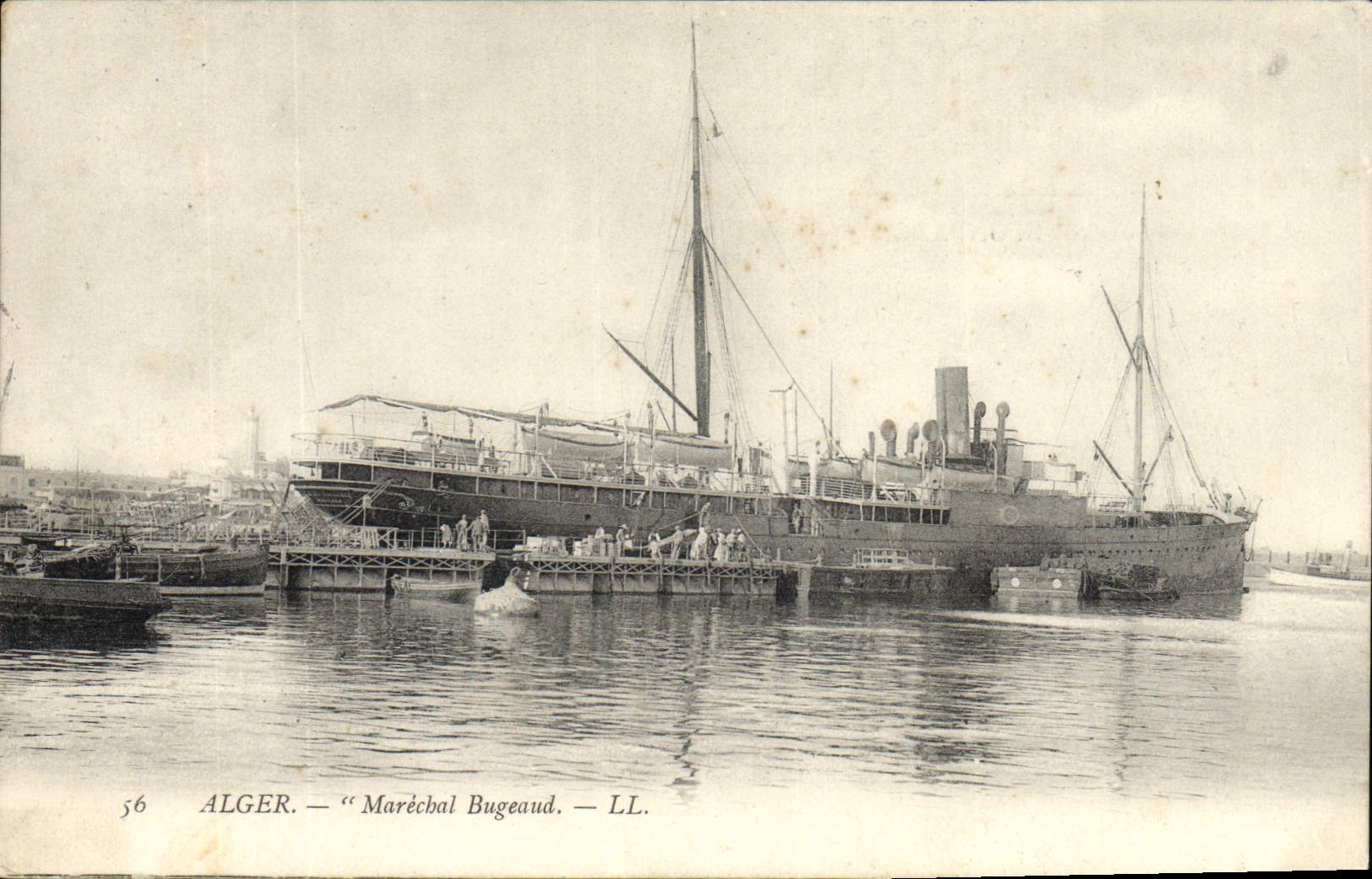 Vintage Postcard Boat Algiers Marshal Bugeaud Algeria
