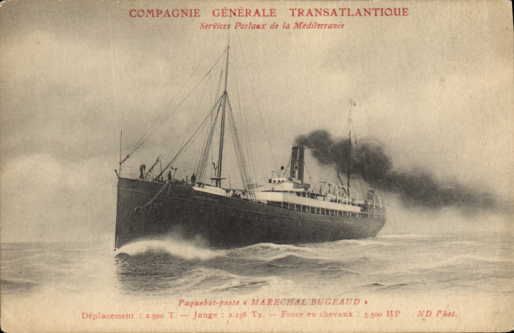 CPA Bateau Compagnie Generale Transatlantique Marechal Bugeaud
