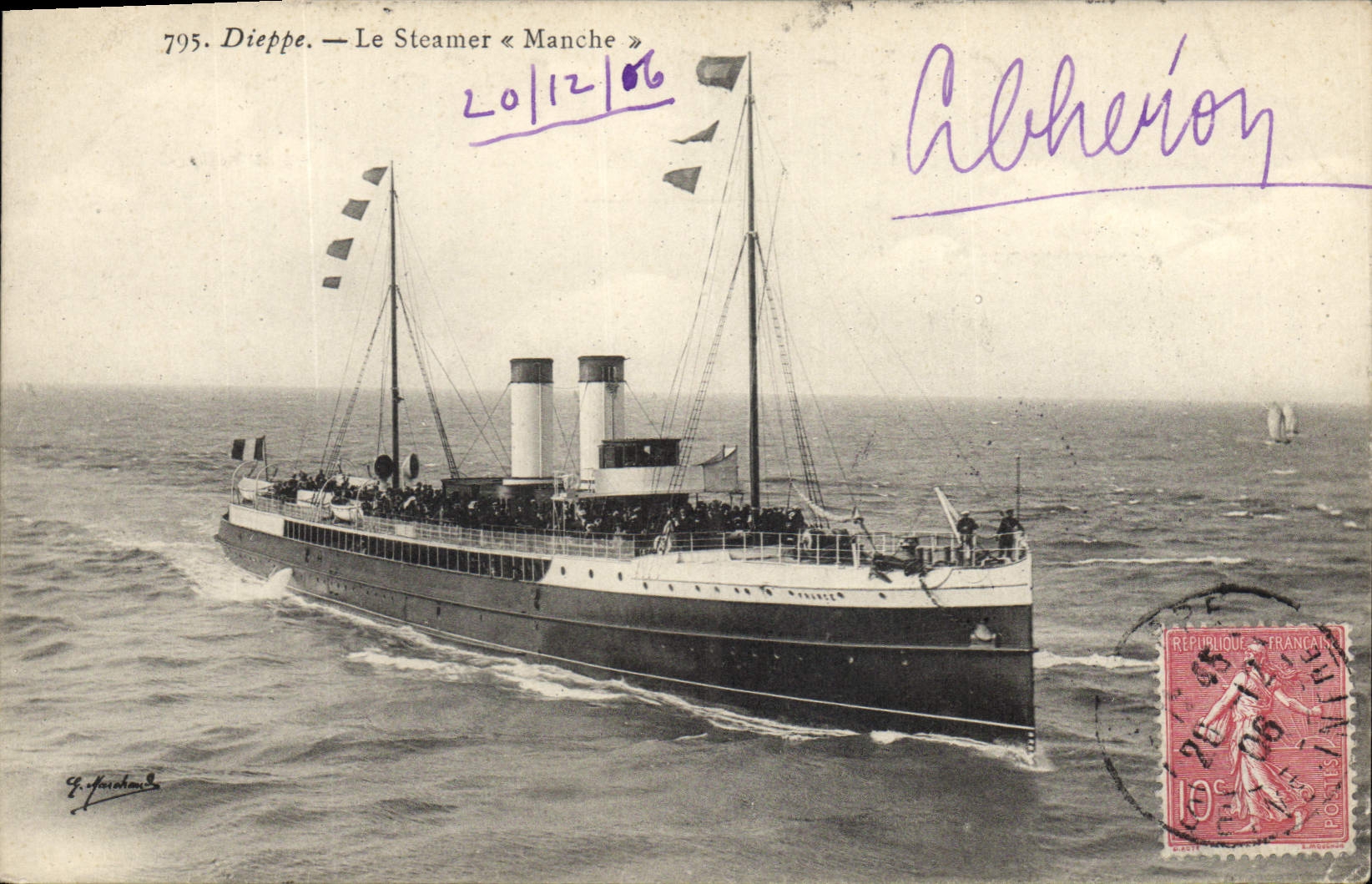CPA Bateau Dieppe Le steamer Manche