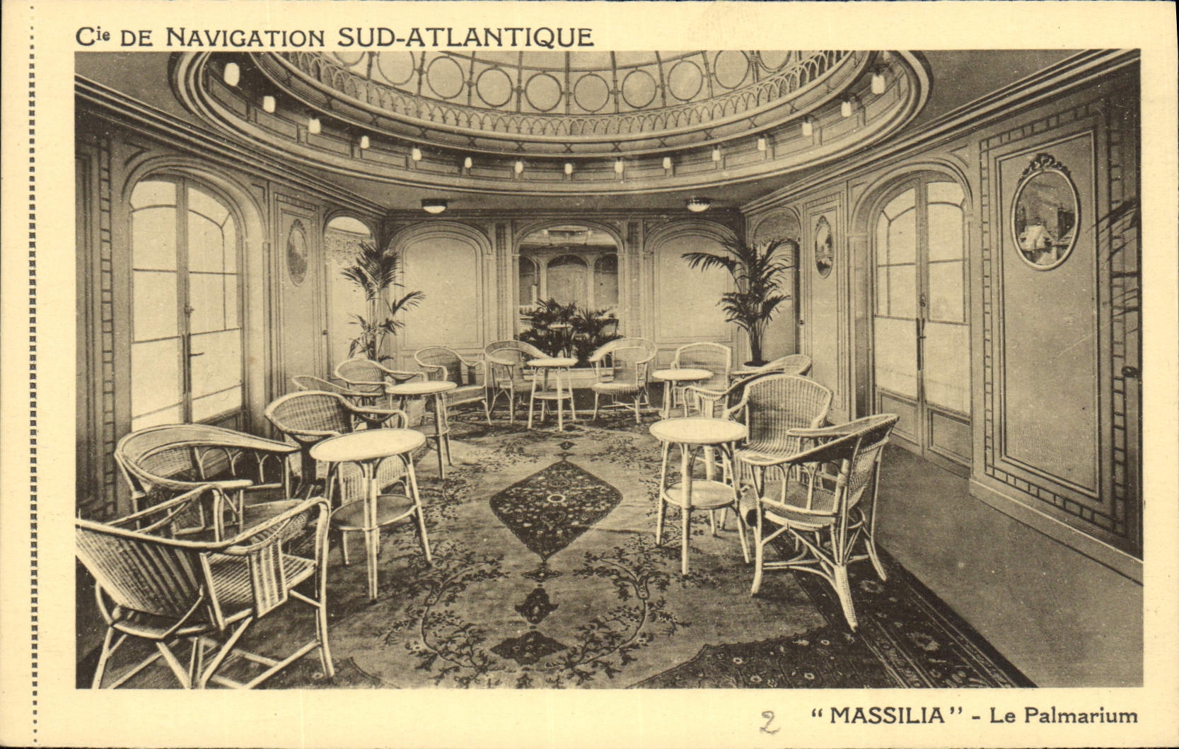 Vintage Postcard Boat Co of Southern Navigation Atlantic Massilia the palm house