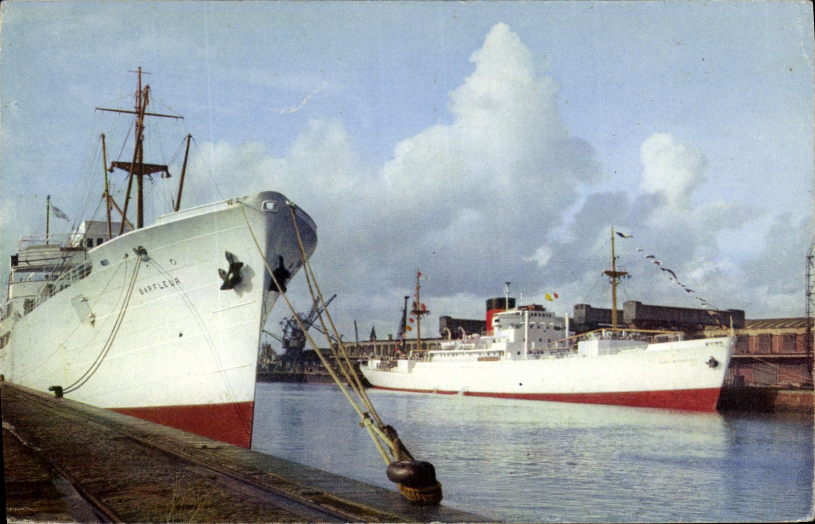 Modern Postcard Boat Strong Richelieu Banana trees in the port of Dieppe