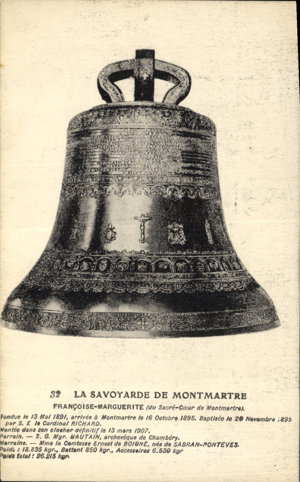 Vintage Postcard Bell the Savoyard one of Montmartre Francoise Marguerite Paris