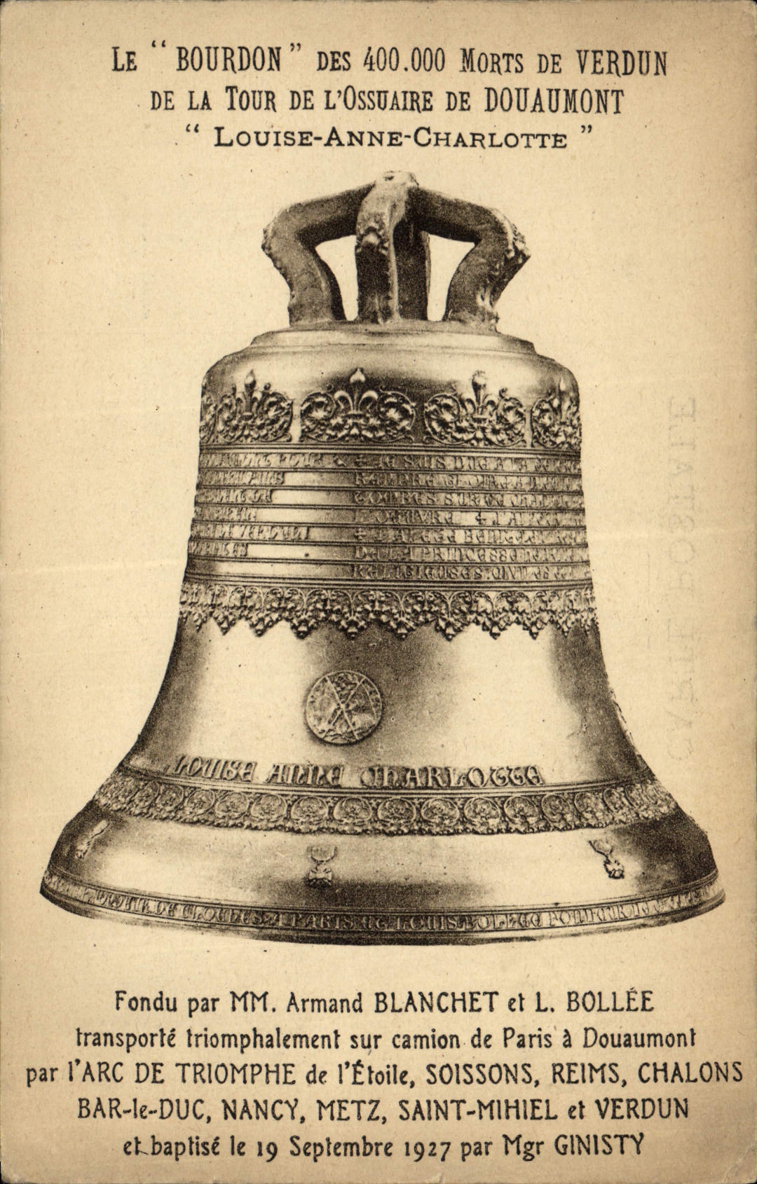 Vintage Postcard Bell the Bumblebee Verdun Turn of the ossuary of Douaumont Louise Anne Charlotte