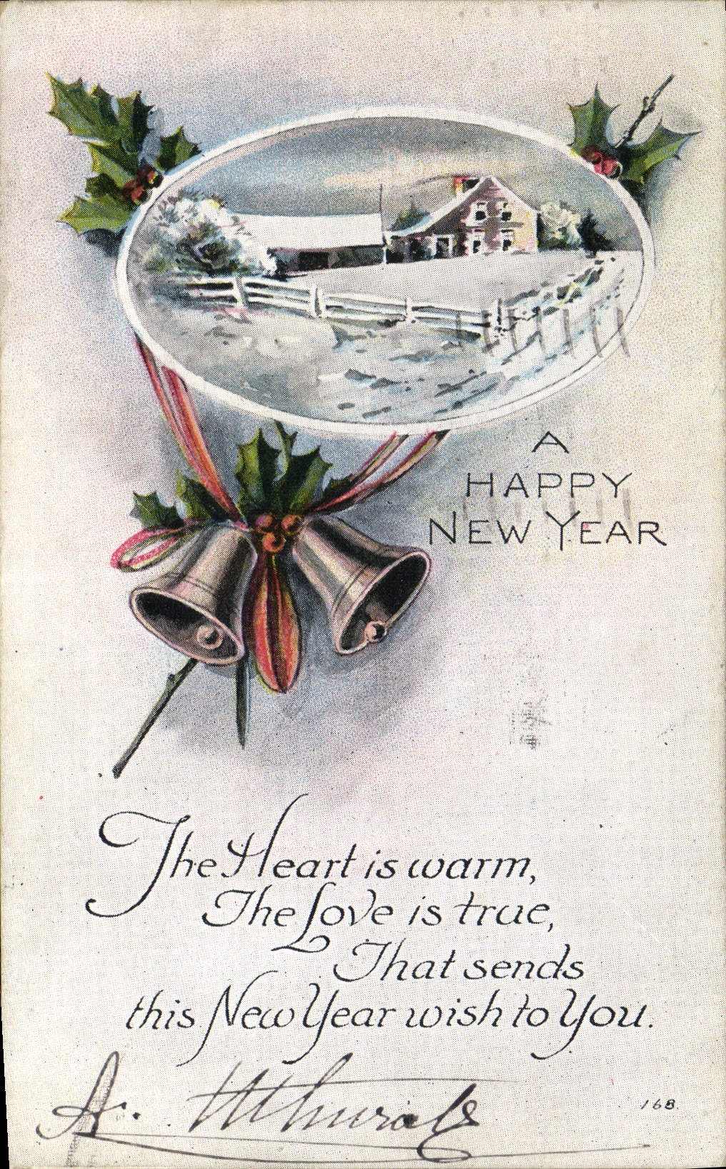 Vintage Postcard Bell New year