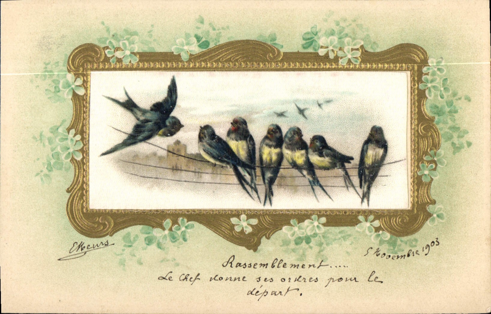 CPA Fantaisie Oiseaux (carte toilée) 