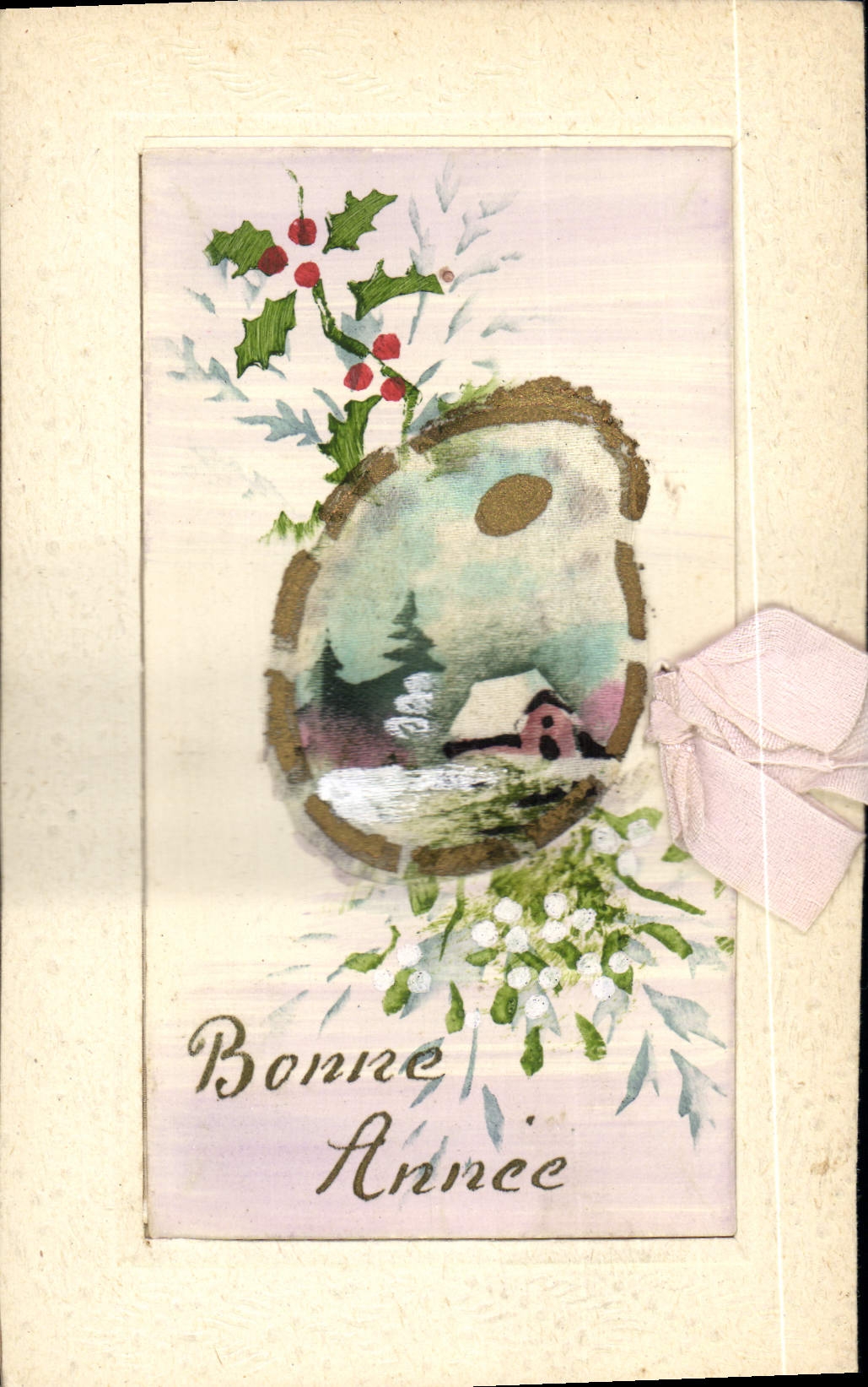 CPA Fantaisie Bonne annee (carte toilée)