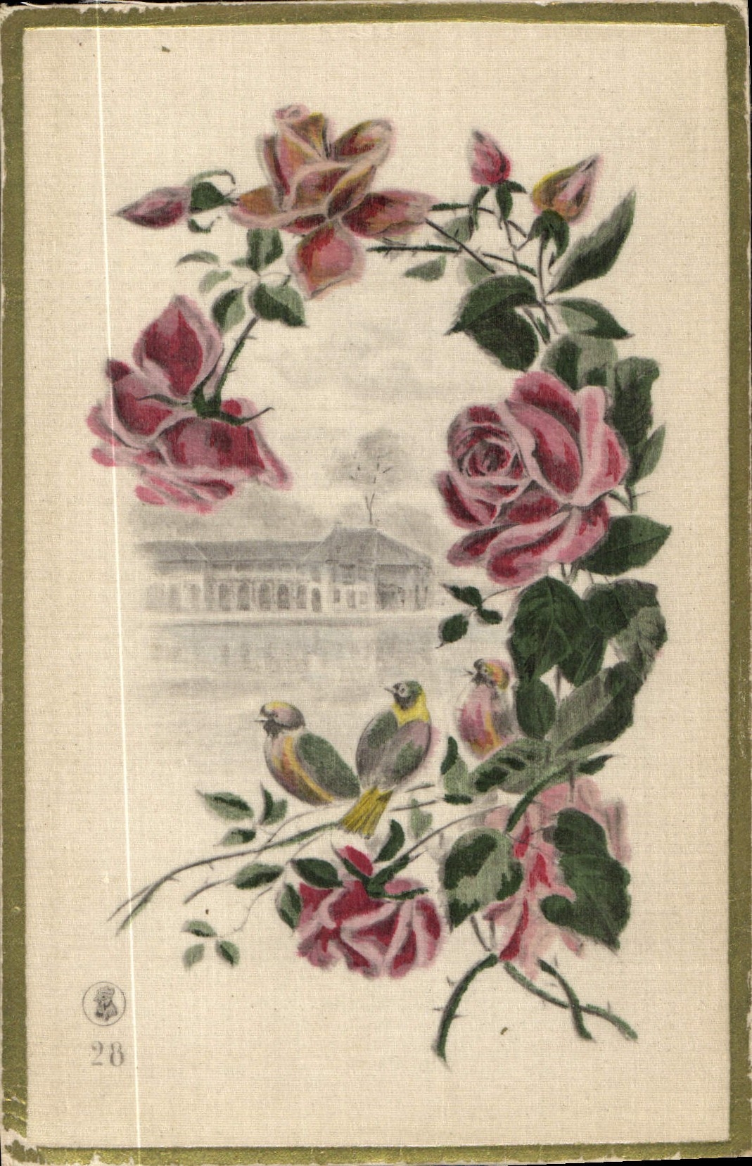 CPA Fantaisie Fleurs (carte toilée) 