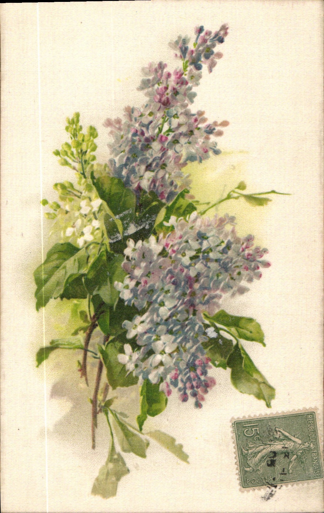 CPA Fantaisie Fleurs (carte toilée) 