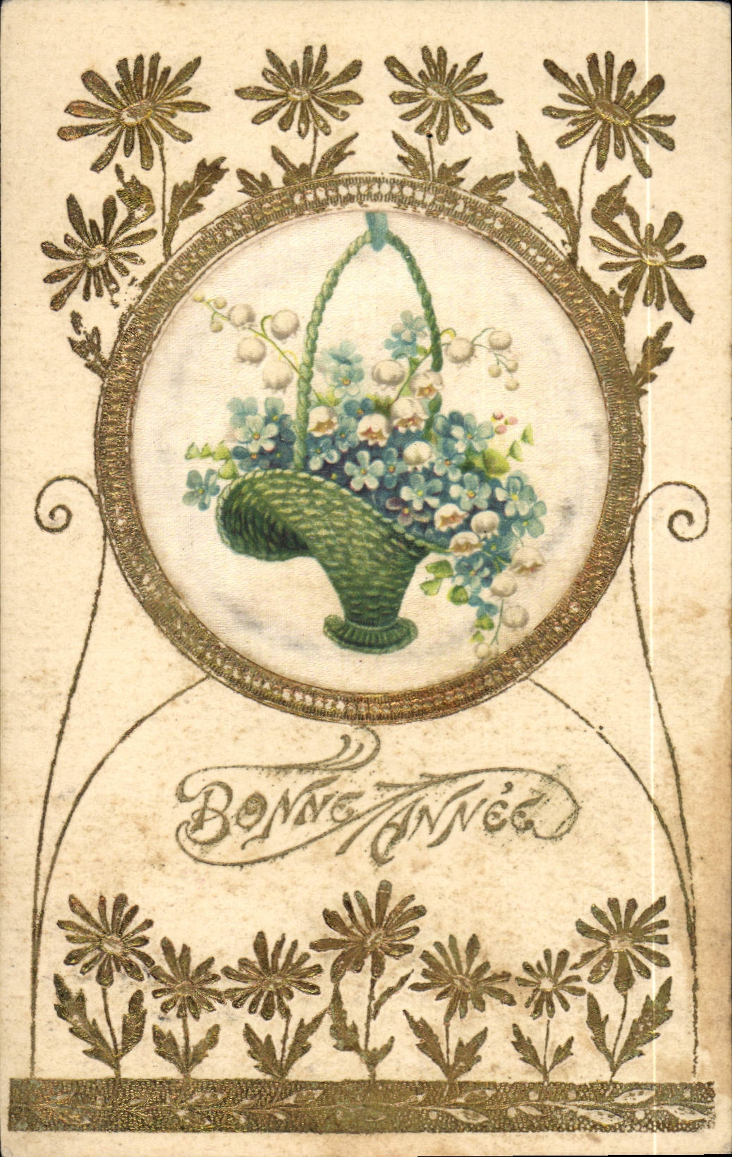 CPA Fantaisie Fleurs (carte toilée) 