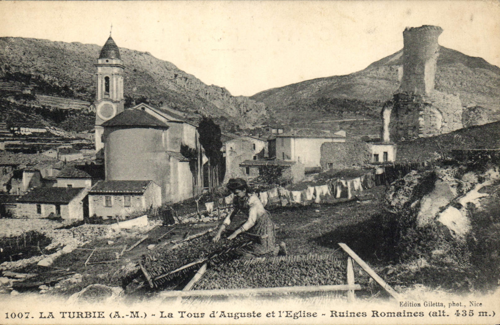Vintage Postcard Gathering Turbie the Tower d4Auguste and the church Roman ruins SIGNAL
