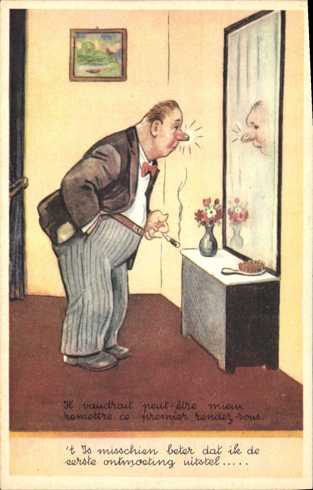 Postal Fantasia Ilustrador Hombre Tabaco sería necesario volver a poner mejor este primero le vuelve le