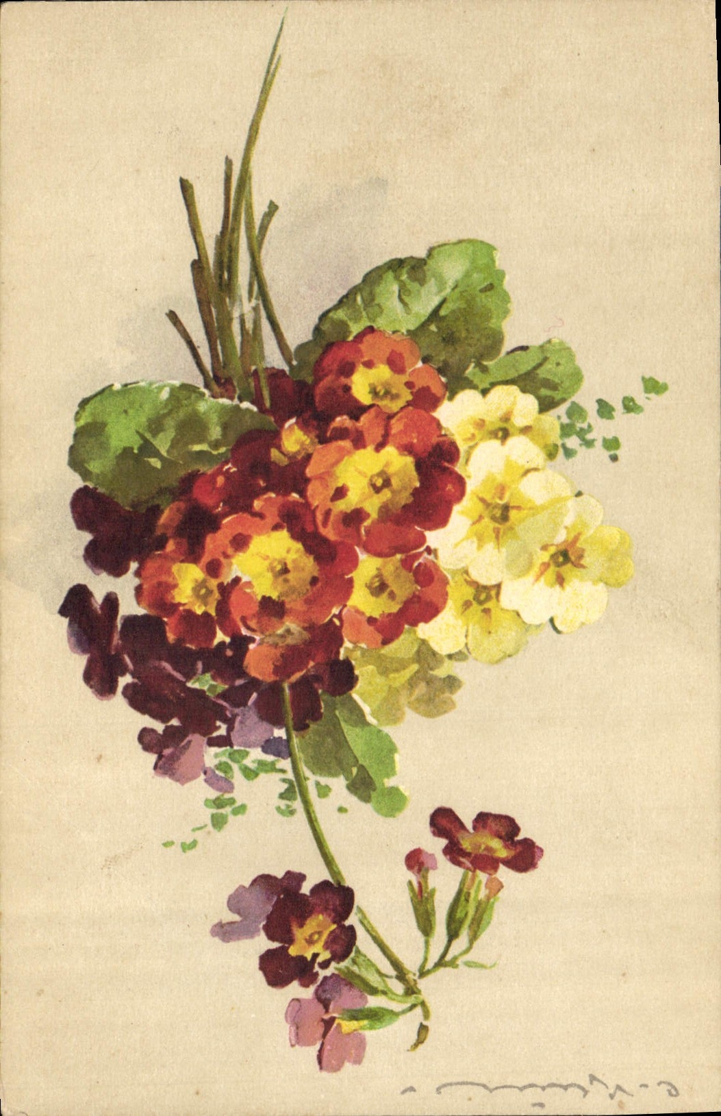 CPA Fantaisie Illustrateur Fleurs 