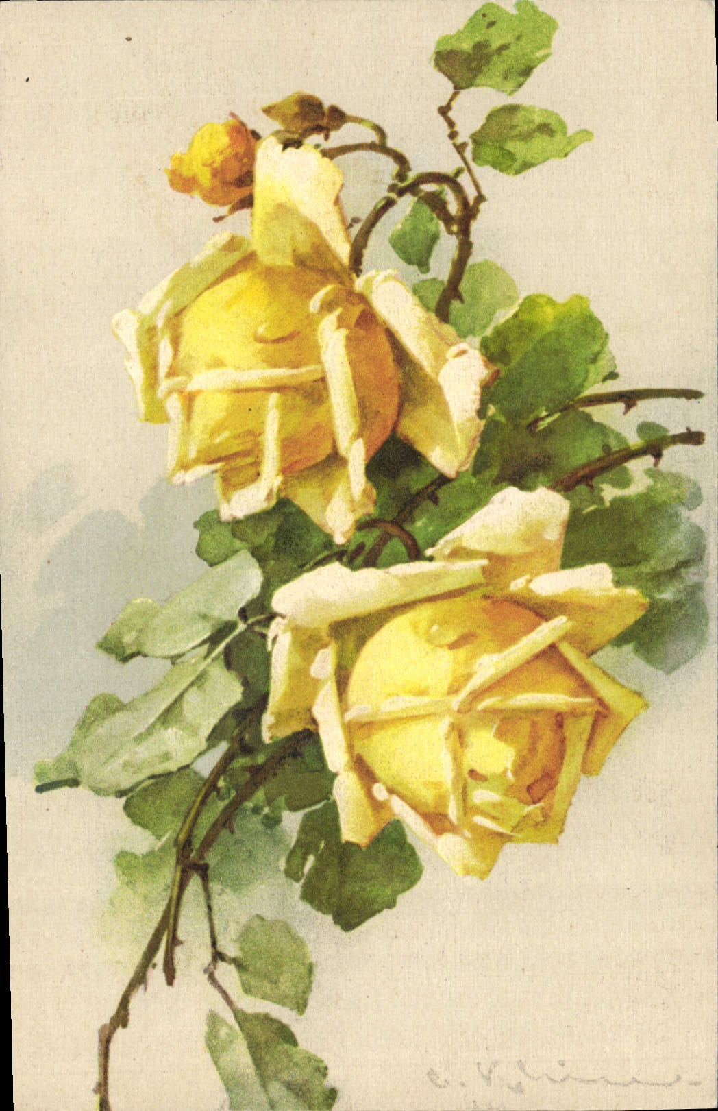 CPA Fantaisie Illustrateur Fleurs 