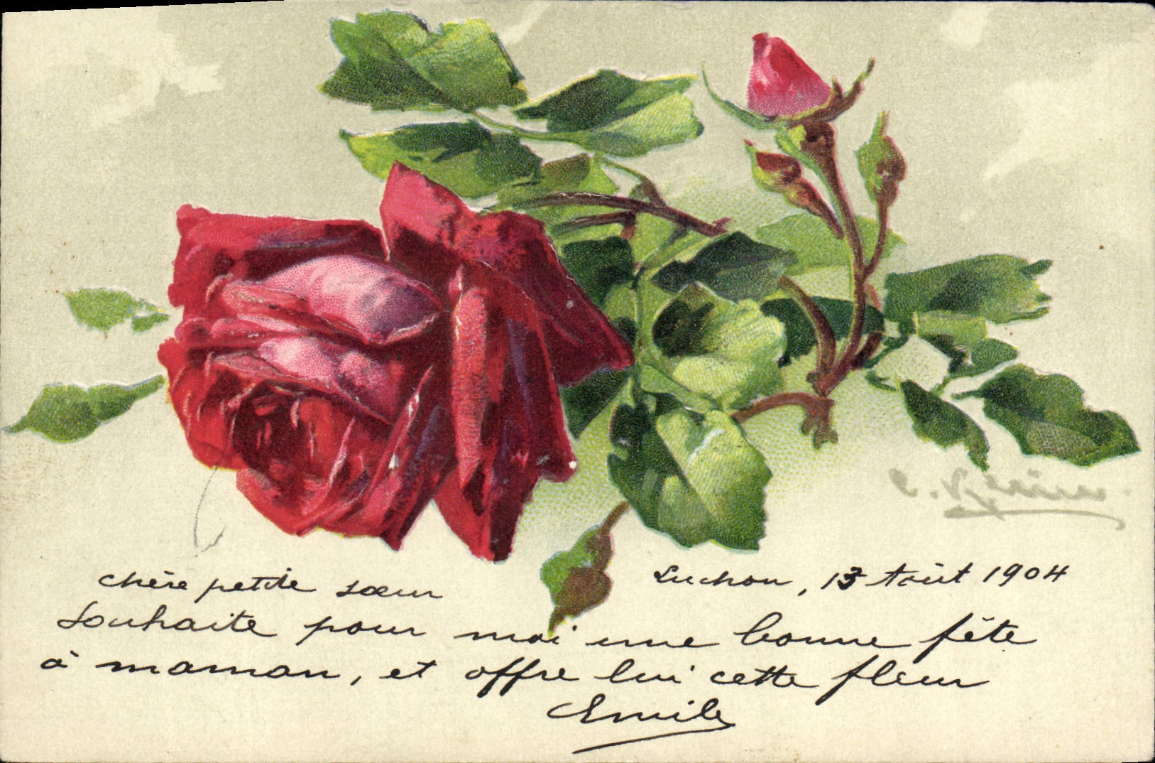 CPA Fantaisie Illustrateur Fleurs 