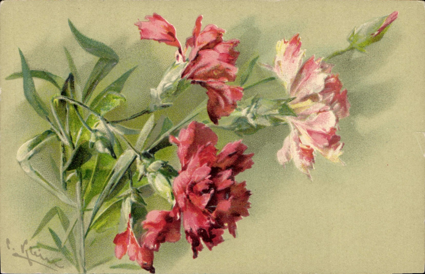 CPA Fantaisie Illustrateur Fleurs 