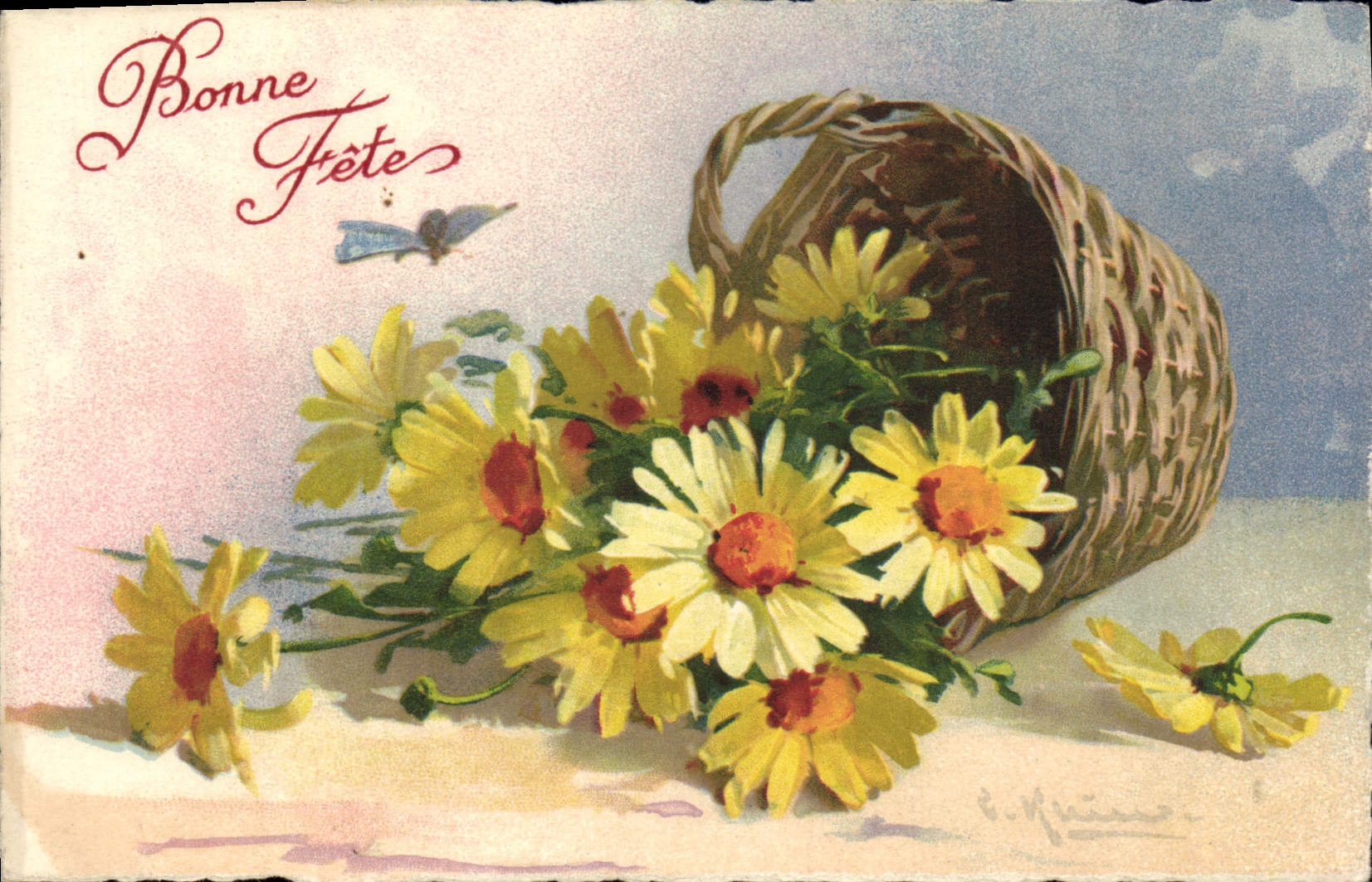 CPA Fantaisie Illustrateur Fleurs 