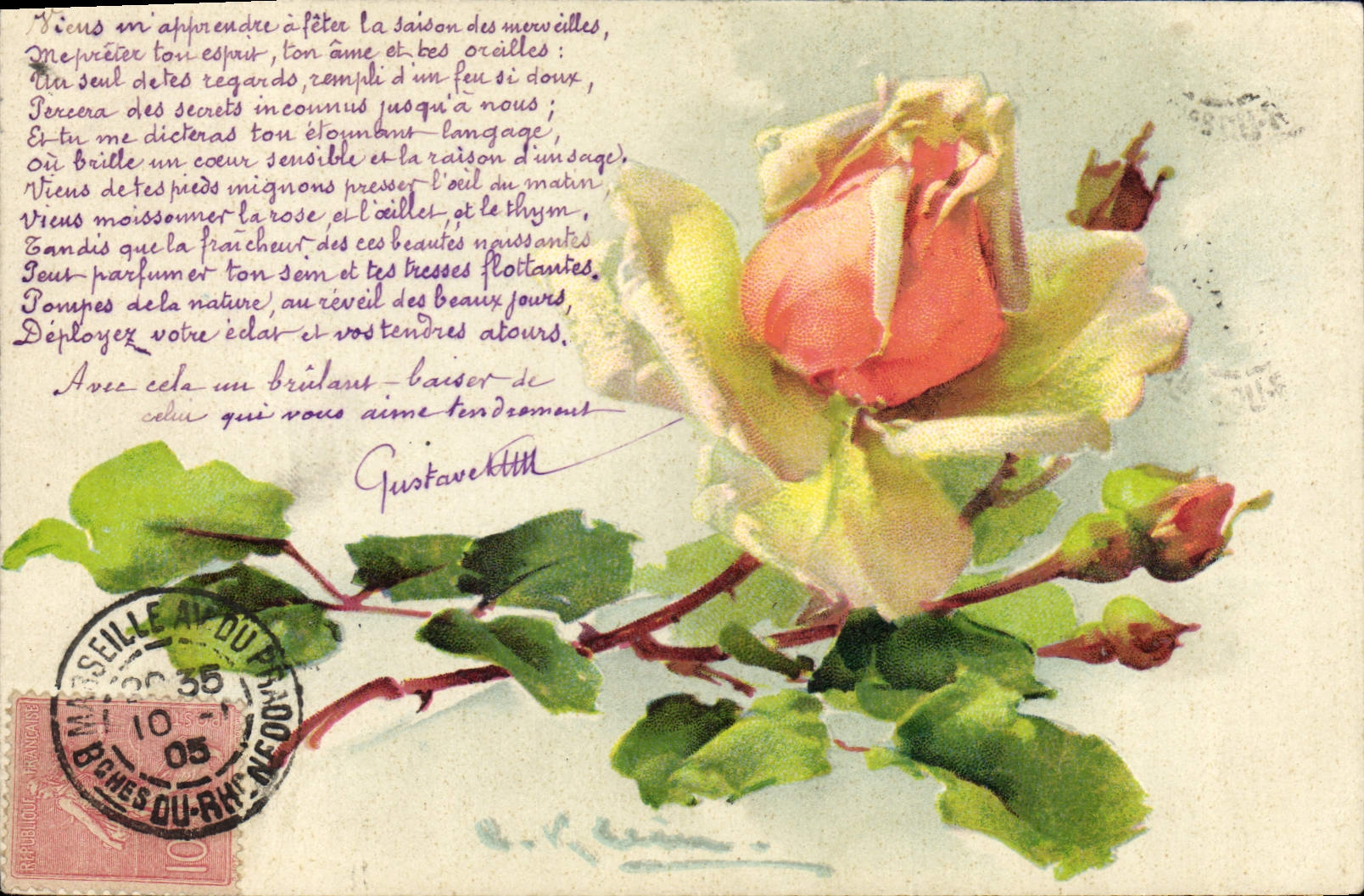 CPA Fantaisie Illustrateur Fleurs 