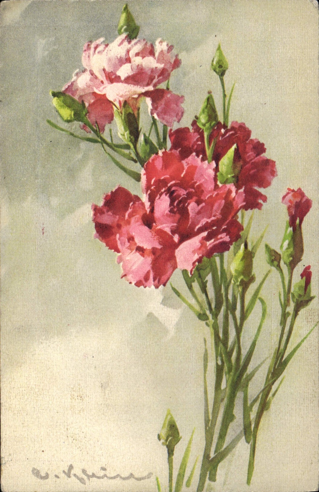 CPA Fantaisie Illustrateur Fleurs 