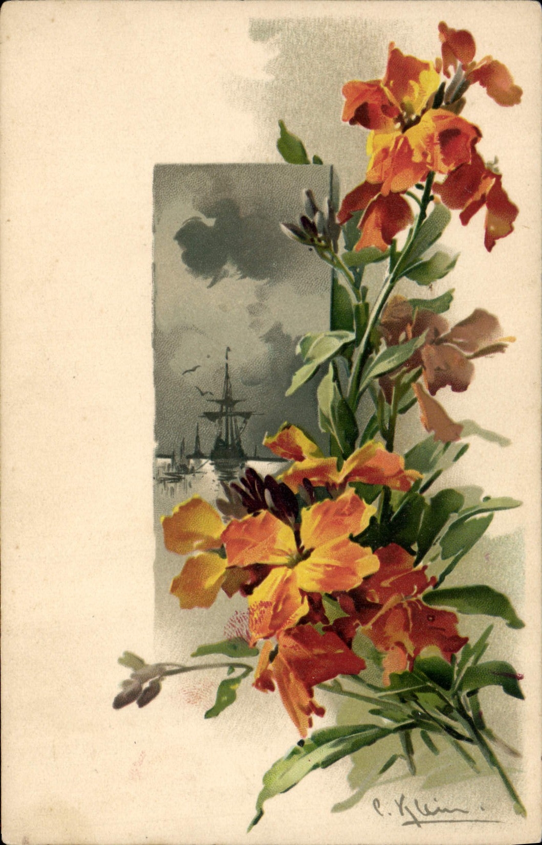 CPA Fantaisie Illustrateur Fleurs 