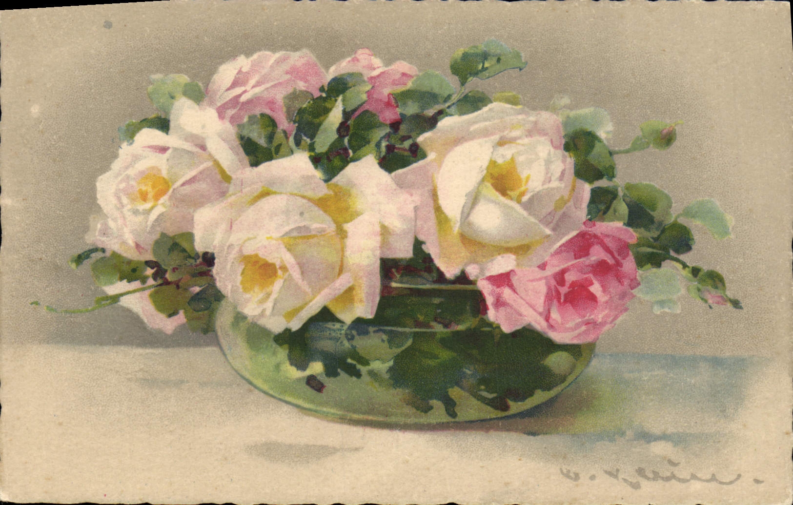 CPA Fantaisie Illustrateur Fleurs 