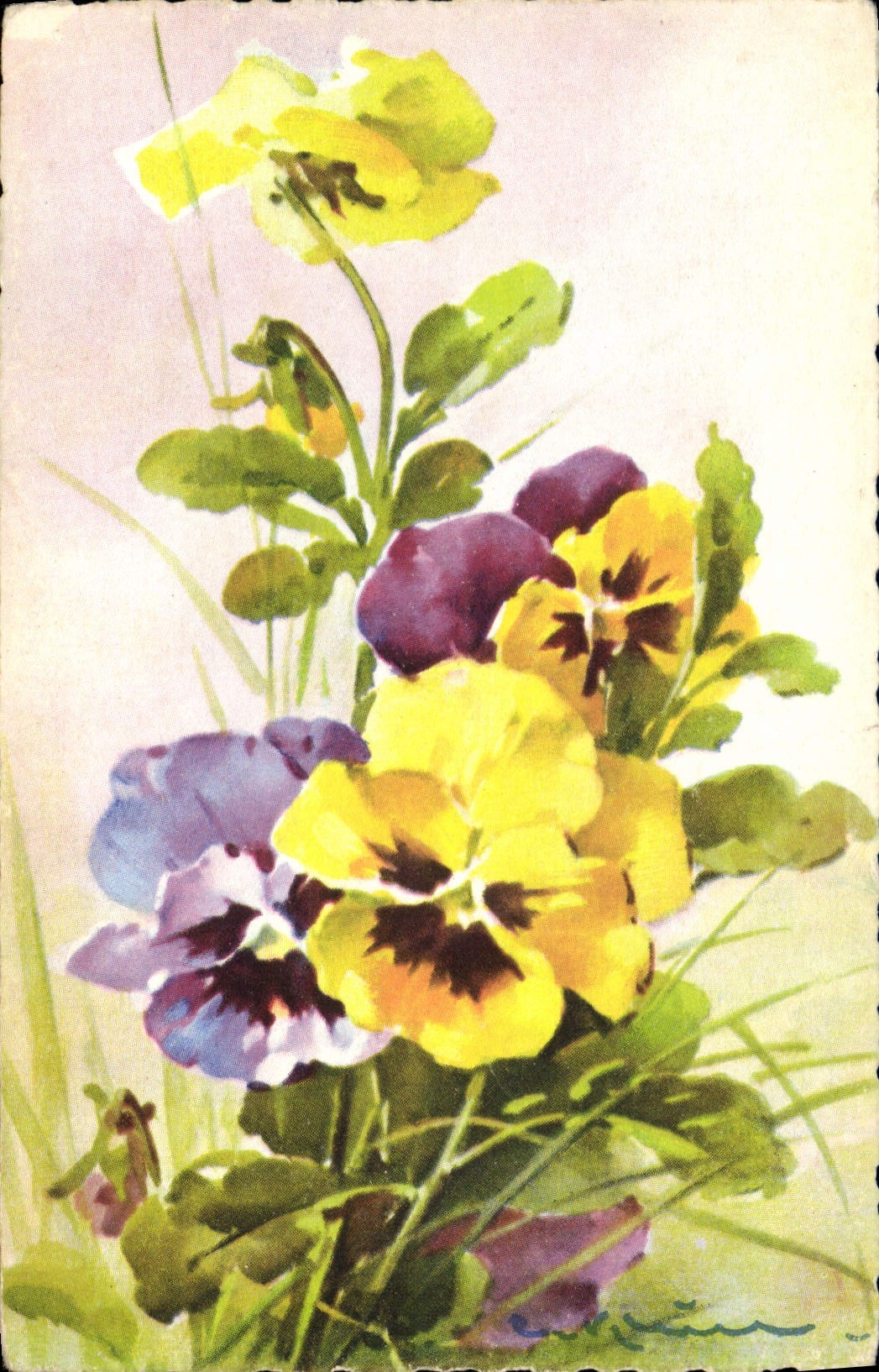 CPA Fantaisie Illustrateur Fleurs 