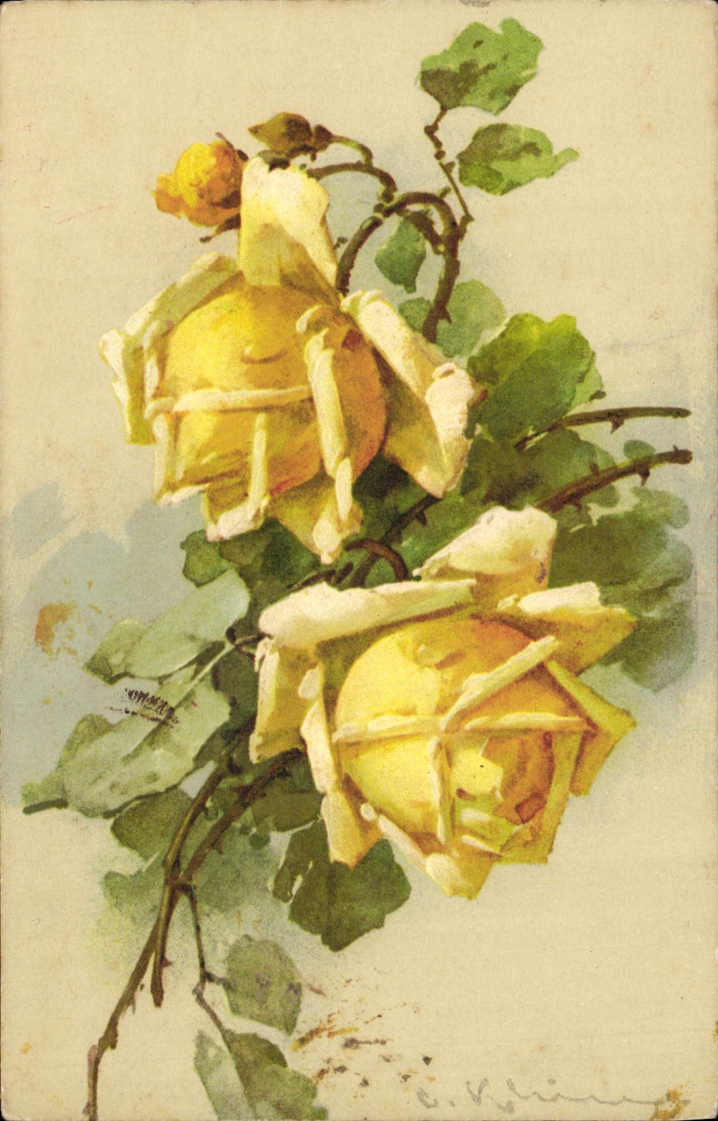 CPA Fantaisie Illustrateur Fleurs 