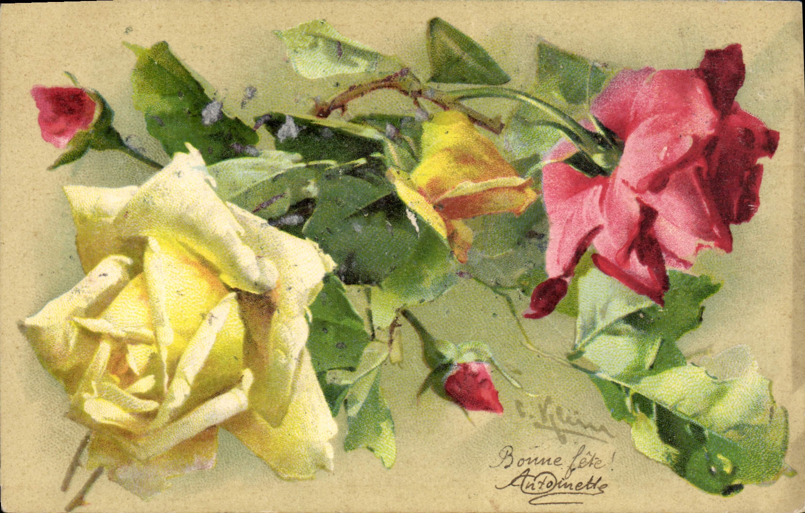 CPA Fantaisie Illustrateur Fleurs 