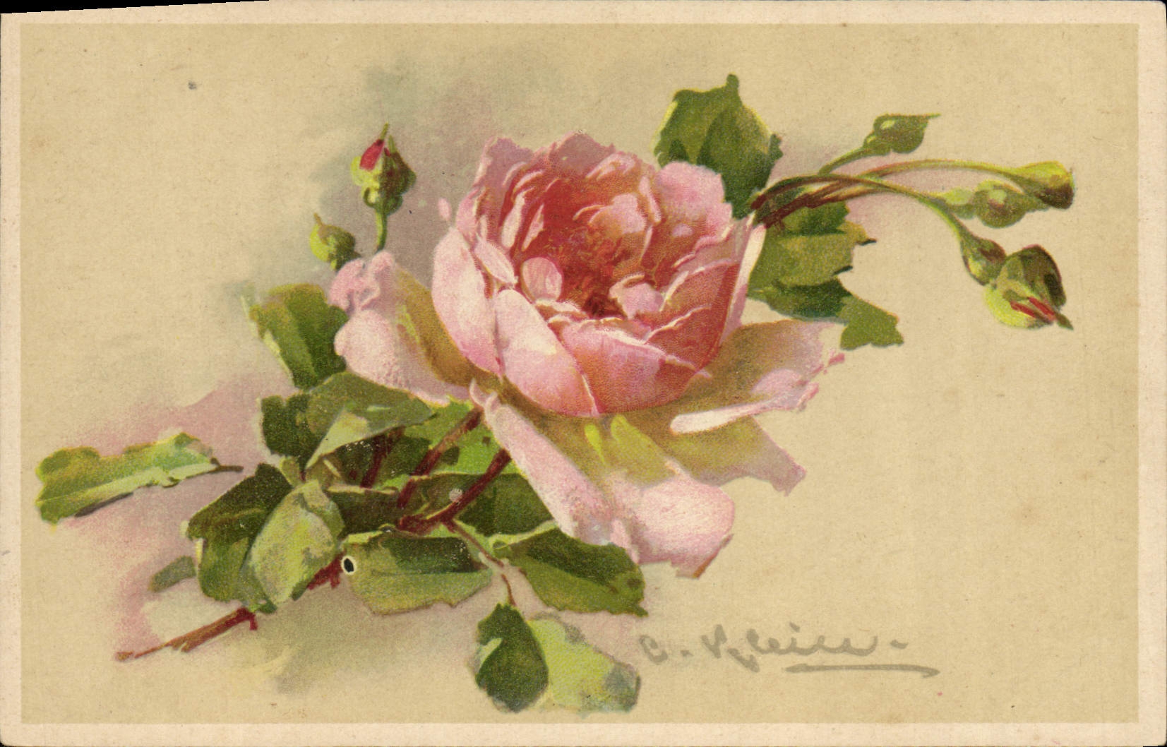 CPA Fantaisie Illustrateur Fleurs 