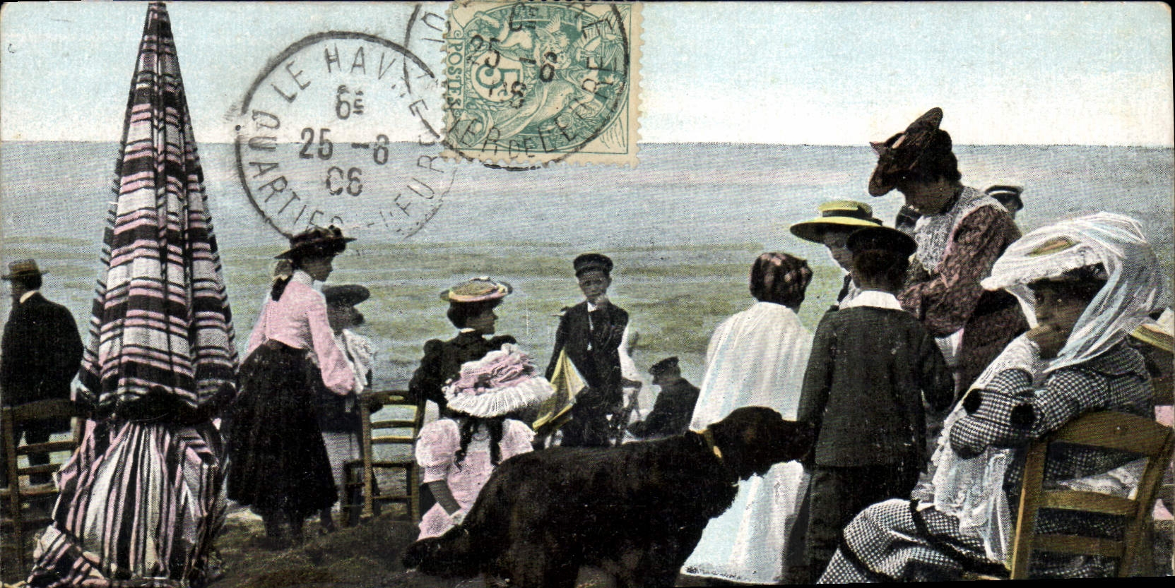 CPA Chien Chiens Femme Coin de plage 