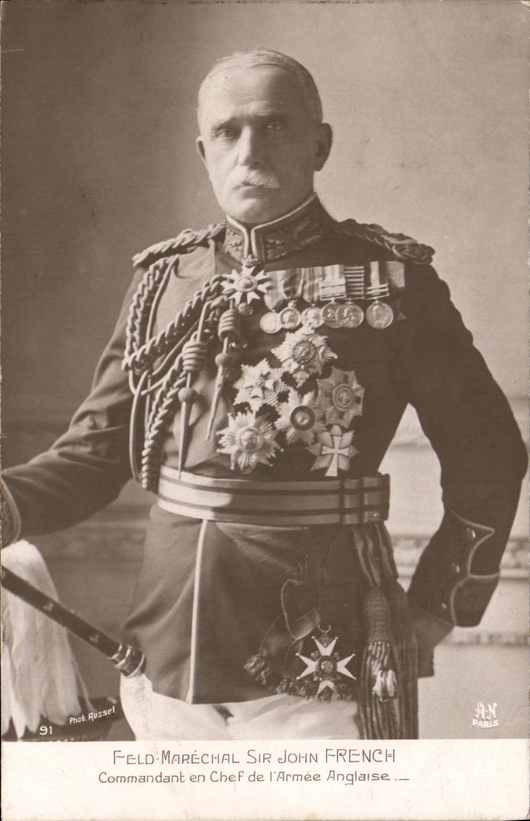 Vintage Postcard Militaria Feld Marshal Sir John French Ordering in chief English army