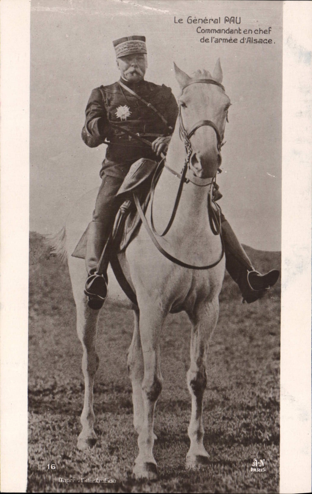 Vintage Postcard Militaria General Pau Ordering in chief army of Alsace