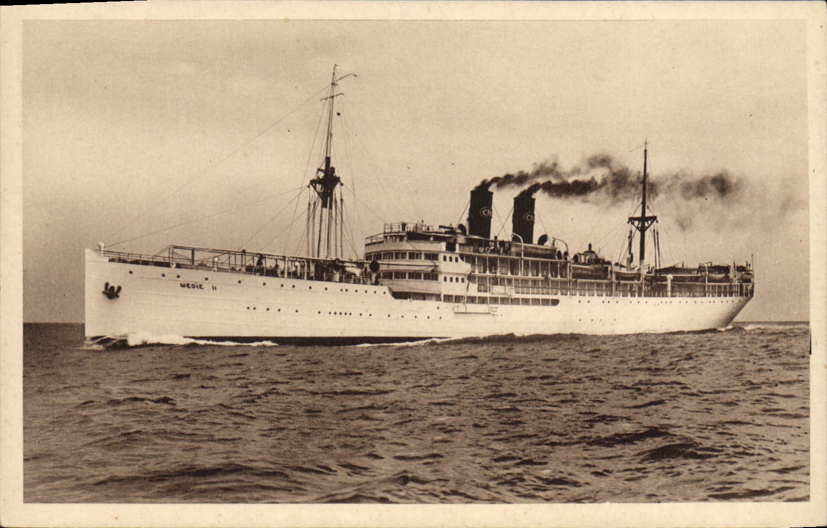 Vintage Postcard Boat Steamer Medie II Marseilles Package