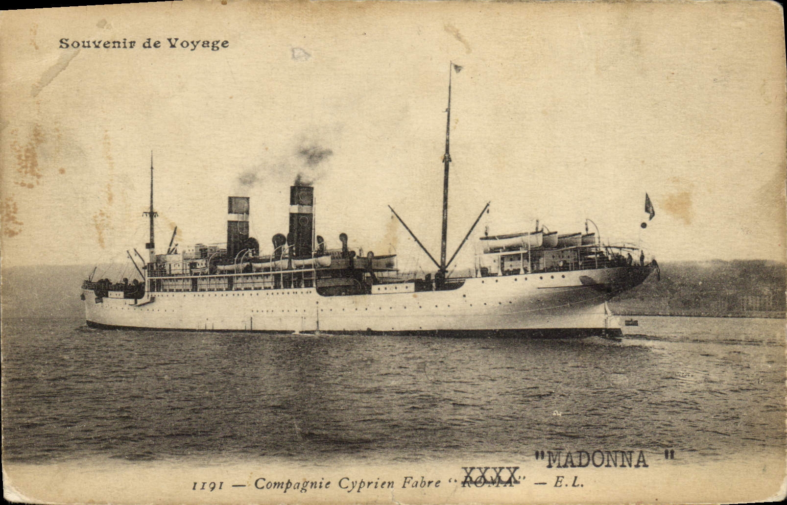 Vintage Postcard Boat Steamer Madonna Company Cyprien Fabre