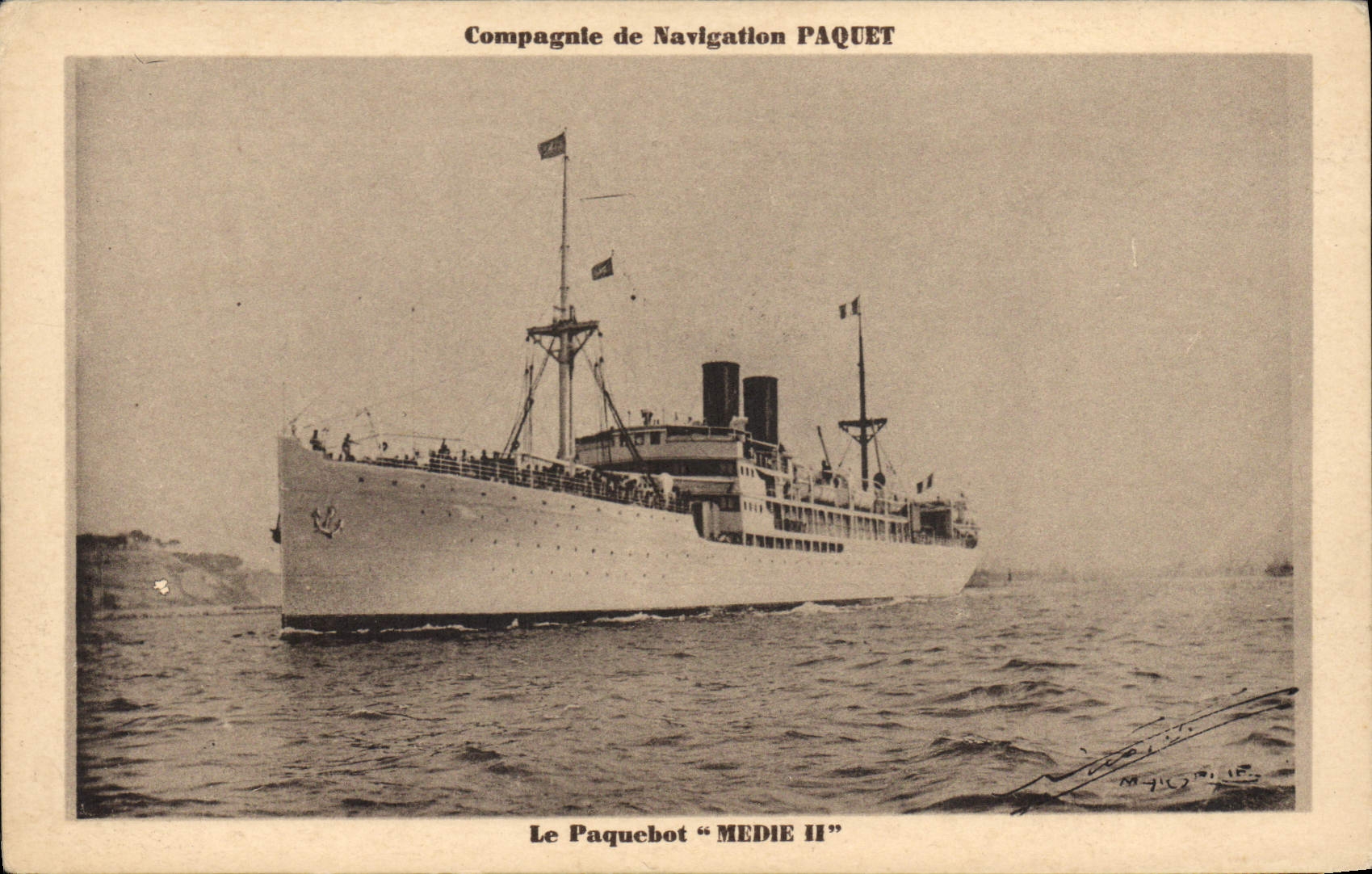 Vintage Postcard Boat Steamer Medie II Package