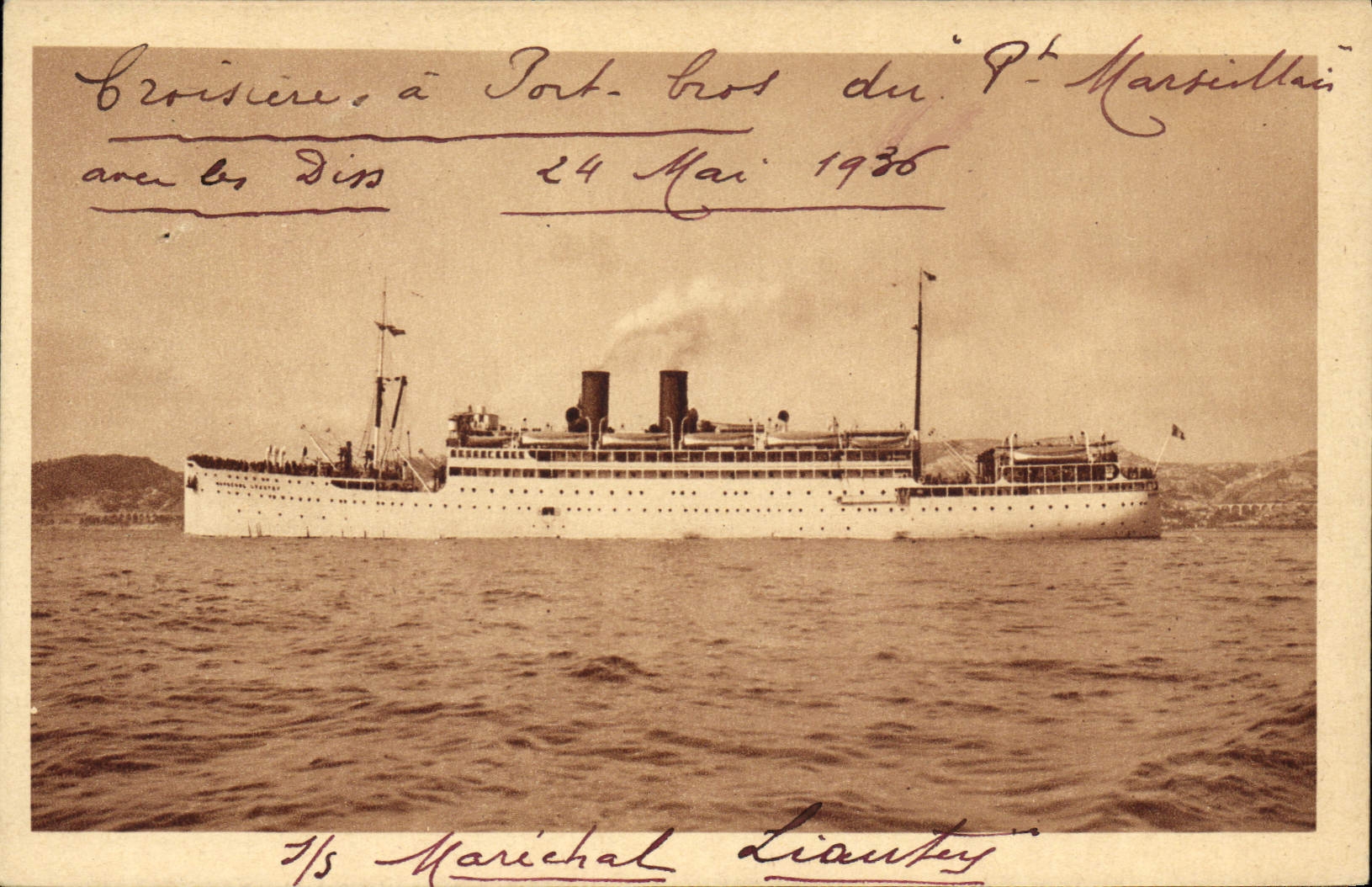 CPA Bateau Paquebot Marechal Lyautey Paquet Marseille 