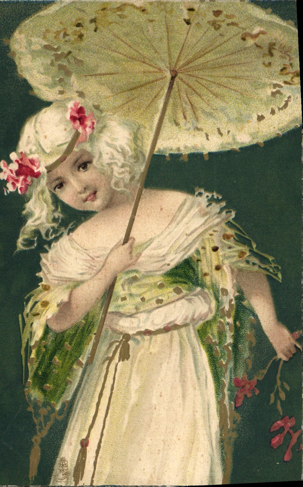 Vintage Postcard Fantasy Illustrator Child Sunshade