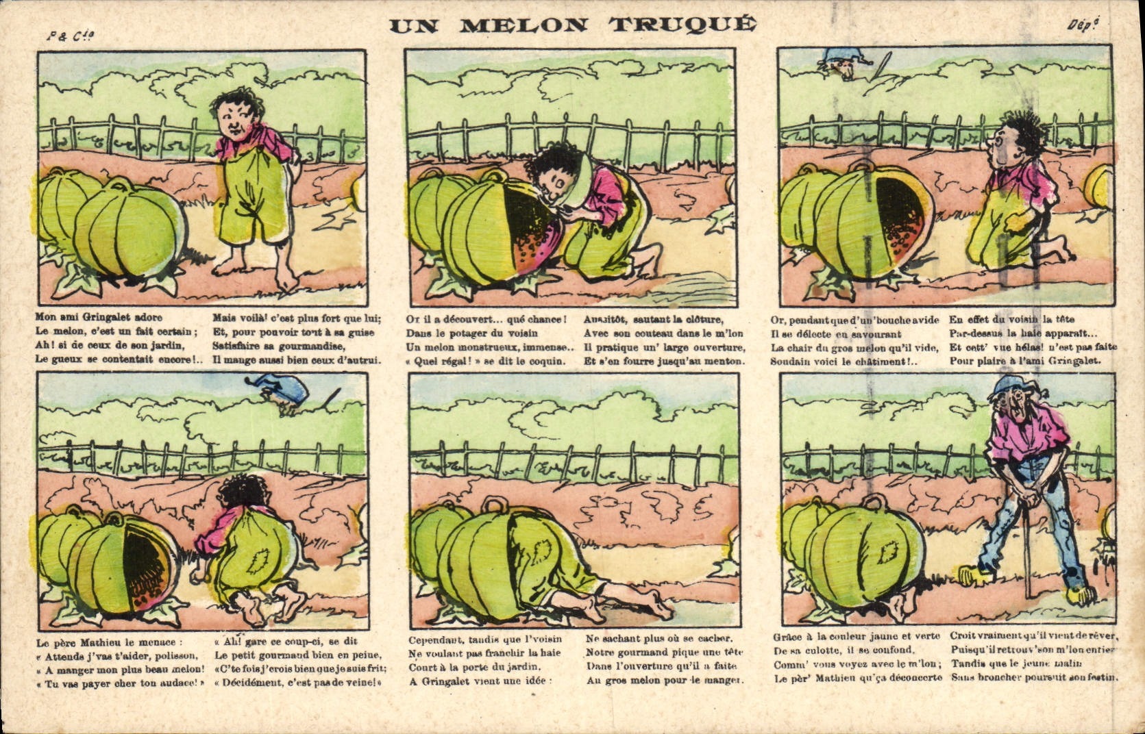 Vintage Postcard Fantaisie Illustrator Child a melon fakes