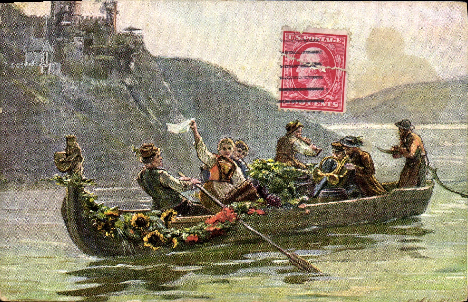 CPA Fantaisie Illustrateur Femme Bateau 