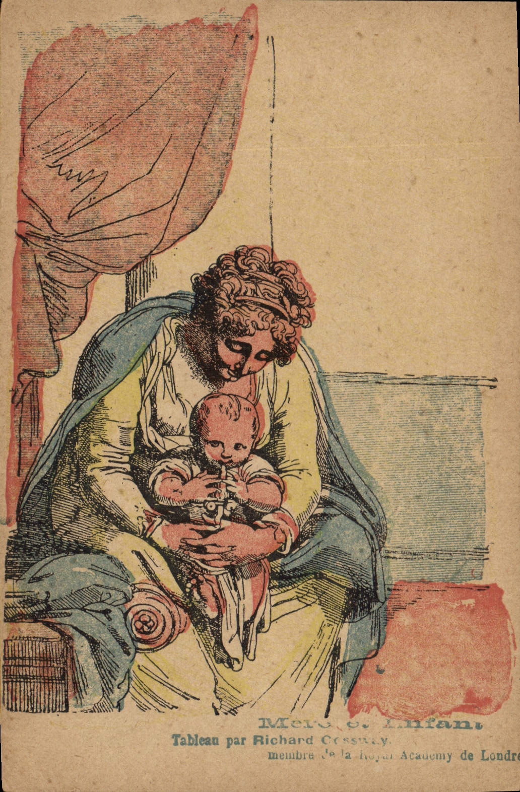 CPA Fantaisie Illustrateur Femme Enfant 