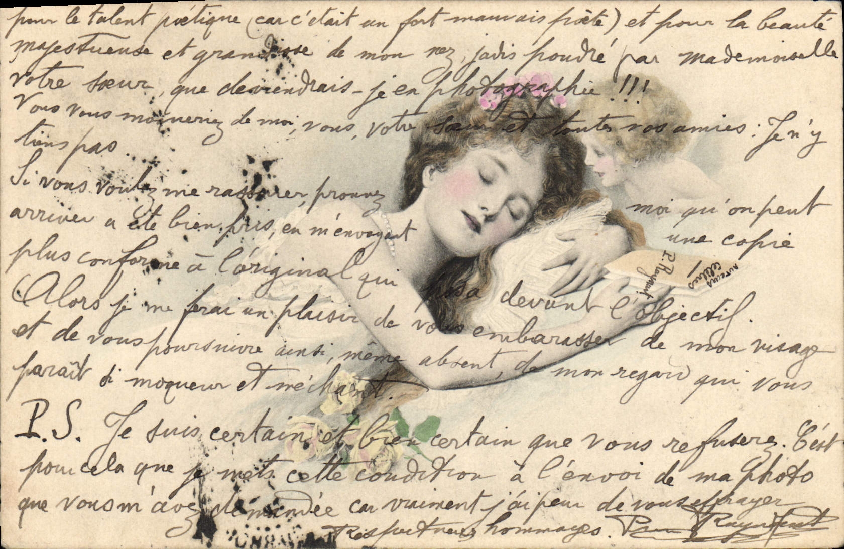 Vintage Postcard Fantasy Woman Angel